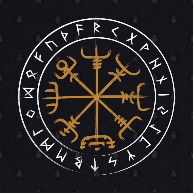 Vegvisir Futhark Vikings Tee Compass Rune Protection by BlackRavenOath